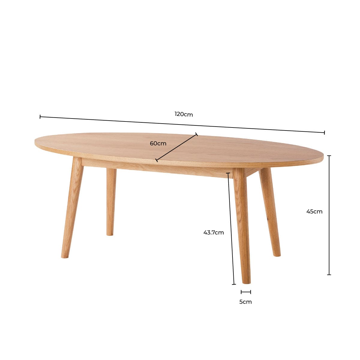 DUS-CC2-04470 Grade-BER Dusk Heidi Solid Oak Oval Coffee Table - Light Wood RRP £209.00