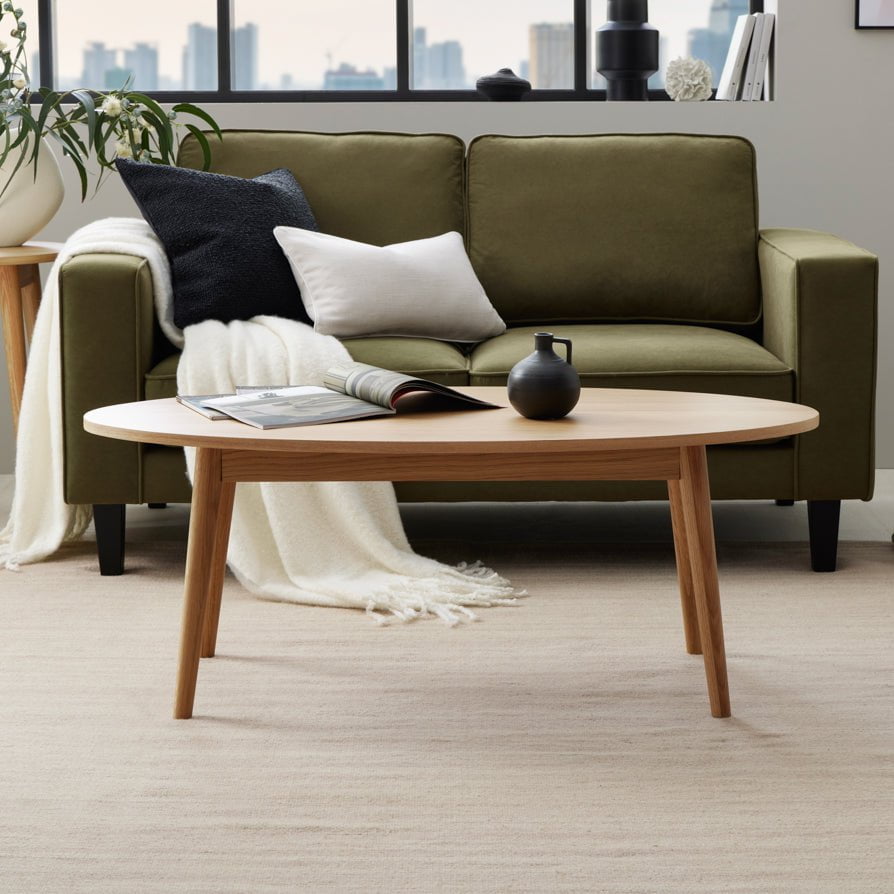 DUS-CC2-04470 Grade-BER Dusk Heidi Solid Oak Oval Coffee Table - Light Wood RRP £209.00