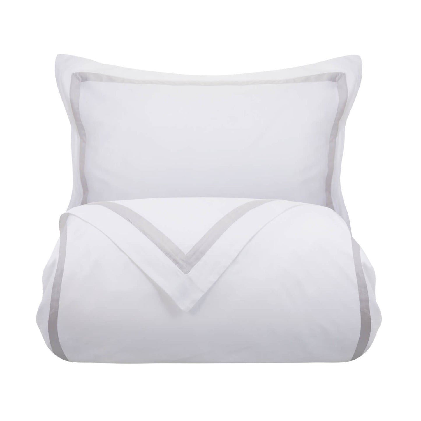 SOA-DIR-01069 Grade-C0 Soak & Sleep Pillowcase Pair Standard Housewife White/Light Grey 300TC Colour Border Cotton RRP £07