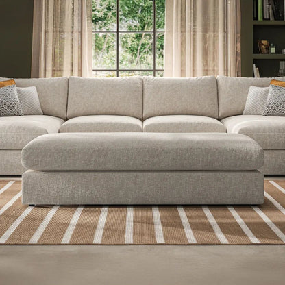  Oak Furnitureland Grade B Malvern Beige Fabric Large Fender Footstool RRP £600