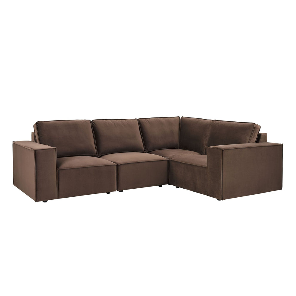 Dusk Brooklyn Grade B Cappuccino Velvet Small Right Hand L-Shape Sofa RRP £899