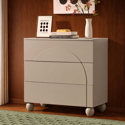 DUS-CC2-08642 Grade-B Dusk Rachel Arch Front 3 Drawer Chest - Taupe RRP £149.00