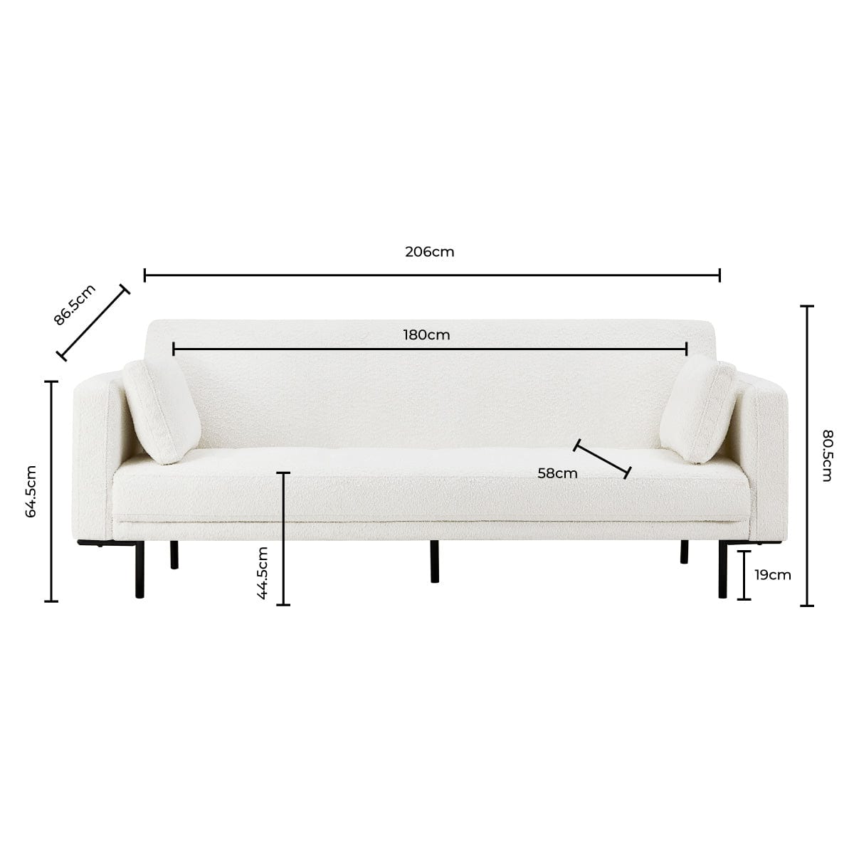 DUS-CC2-01363 Grade-C2 Dusk Hudson Bouclé Click Clack Sofa Bed Off White RRP £339.00