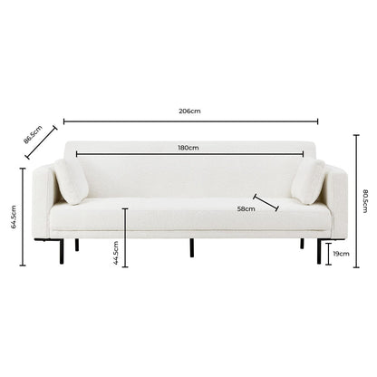 DUS-CC2-01362 Grade-C3 Dusk Hudson Bouclé Click Clack Sofa Bed Off White RRP £339.00