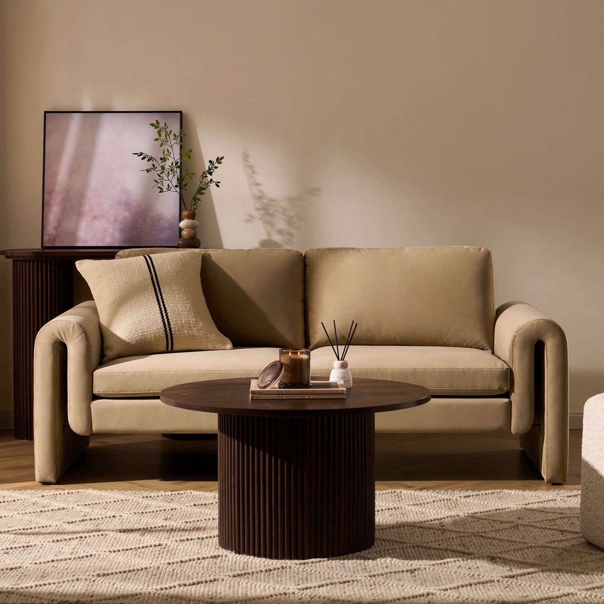 Dusk Grade B Marseille Latte Velvet 3 Seater Sofa RRP £450.00
