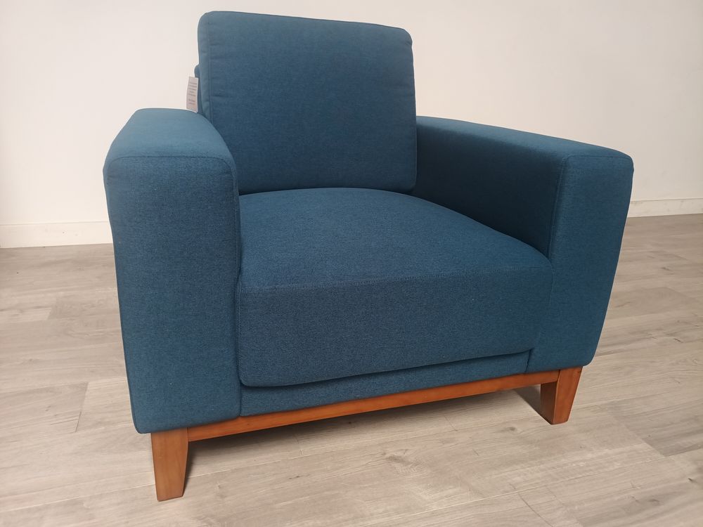  Febonic Grade B Living Esha Cool Blue Fabric Armchair RRP £400