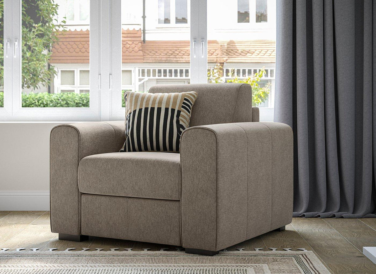 Dreams Verona Grade B Taupe Soft Touch Fabric Armchair RRP £549