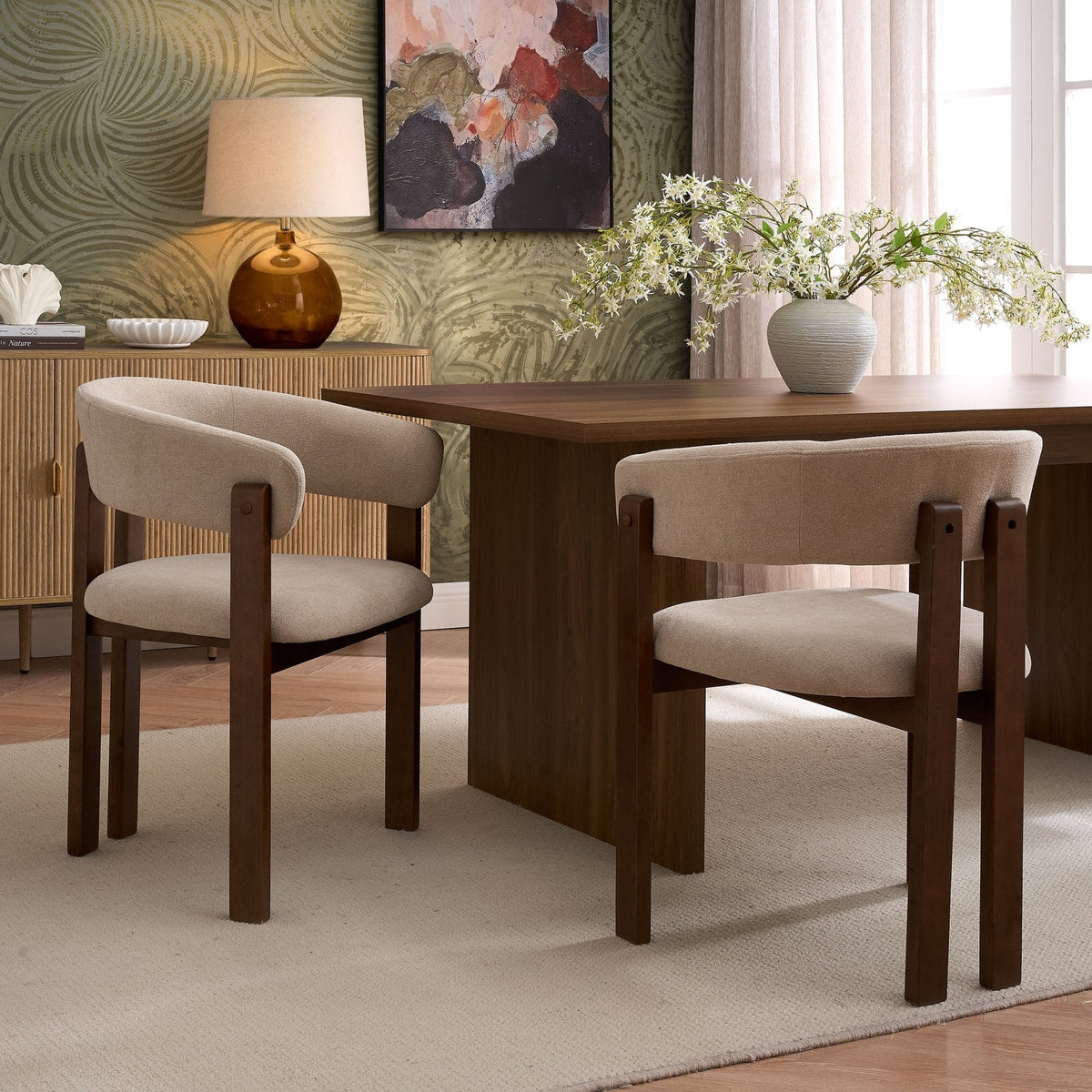 DUS-CC2-07819 Grade-C0 Dusk Bridget Set of 2 Dining Chairs - Chenille Oatmeal RRP £159.00