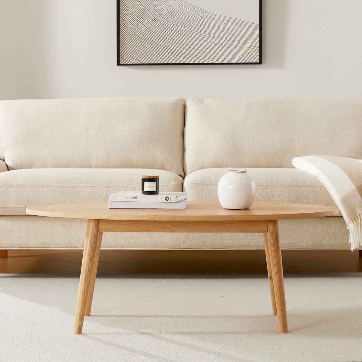 Dusk Heidi Grade B Solid Light Oak Oval Coffee Table RRP £209