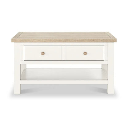 ROS-OUT-00974 Grade-B Roseland Furniture Farro Coconut White & Oak Storage Coffee Table RRP £190.00