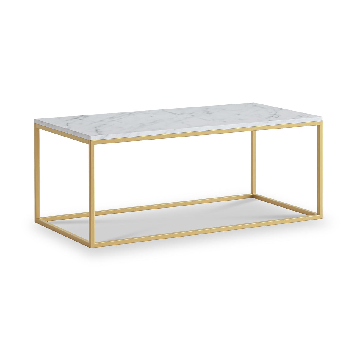 Roseland Grade B Furniture Pimlico White Marble Coffee Table with Gold Frame RRP £600