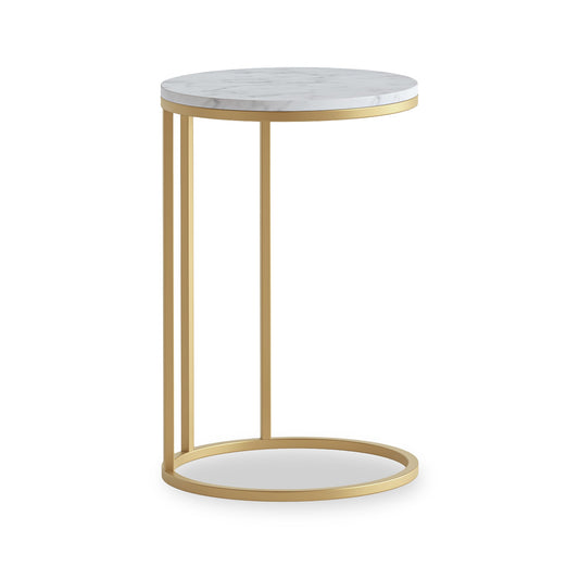 Roseland Grade B Furniture Pimlico White Marble Round C Side Table RRP £200