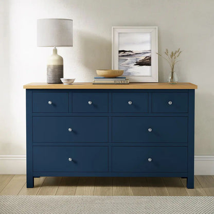 Roseland Grade B Furniture Farro Navy and Oak XL 8 Drawer Chest of Drawers RRP £505.00