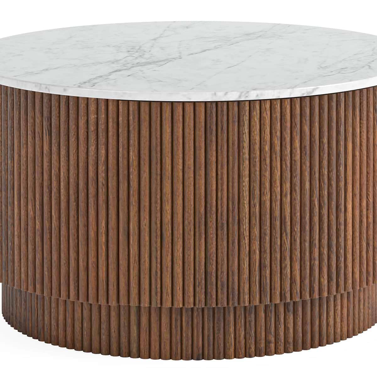 Roseland Grade B Furniture Milo Mango Wood & White Marble Round Coffee Table RRP £530