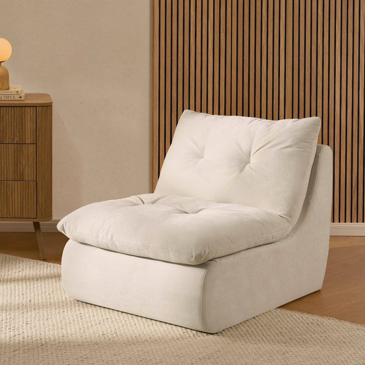DUS-CC2-07388 Grade-B Dusk Immy Relaxed Accent Chair - Chenille Ivory RRP £189.00