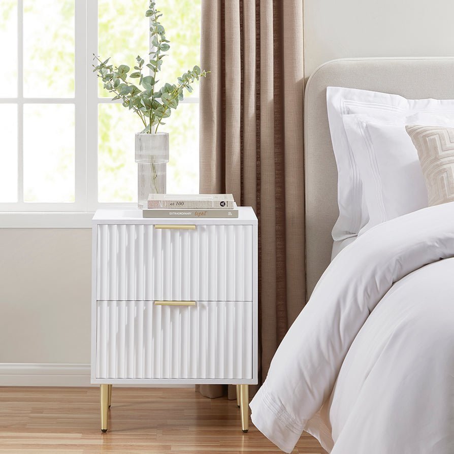 DUS-CC2-05417 Grade-B Dusk Dusk Evie 2 Drawer Bedside Table - Warm White RRP £109 RRP £87.00