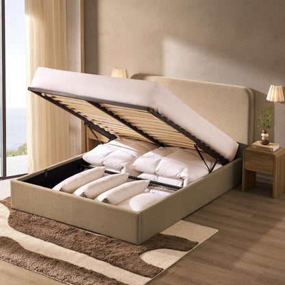 Dusk Ascot Grade B Oatmeal Linen Look King Size Ottoman Storage Bed RRP £349