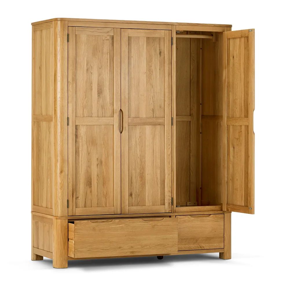  Oak Furnitureland Grade B Romsey Natural Solid Oak Triple Wardrobe RRP £1700