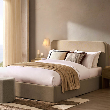 Dusk Ascot Grade B Oatmeal Linen Look King Size Ottoman Storage Bed RRP £349