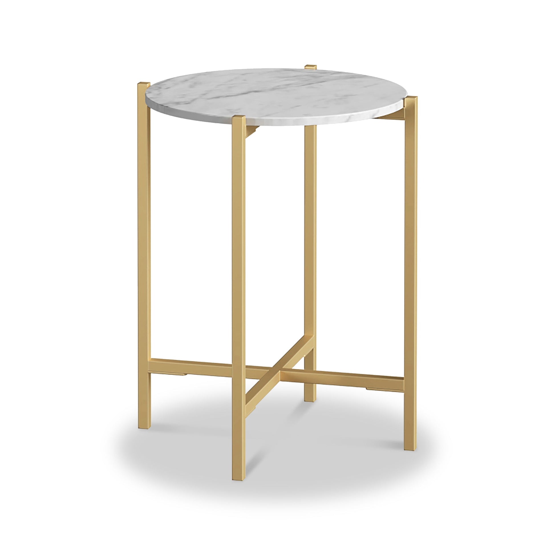 Roseland Grade B Furniture Pimlico White Marble Round Side Table RRP £200