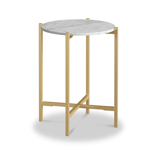 Roseland Grade B Furniture Pimlico White Marble Round Side Table RRP £200