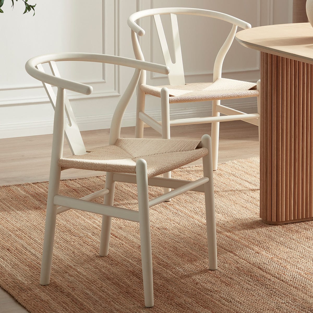 DUS-CC2-05498 Grade-B Dusk Jade Set Of 2 Dining Chairs - Light Beige/Natural RRP £219.00