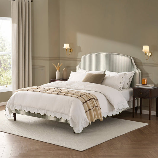 Dusk Surrey Grade B Sage Stripe Linen Look King Size Bed Frame RRP £329