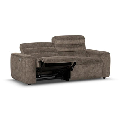 Oak Furnitureland Grade B Cohen Dapple Chocolate 3 Seat Electric Recliner Sofa RRP £1350