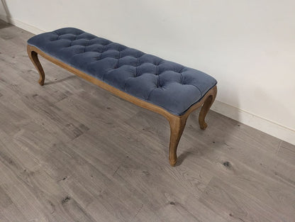 DRE-FUR-00177 Grade-B Dreams Dreams Sienna Beau Bench Blue velvet RRP £499 RRP £499.00
