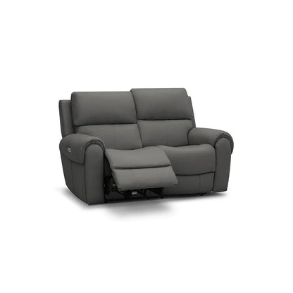  Oak Furnitureland Grade B Ezra Grey Leather 2 Seater Electric Recliner Sofa RRP £1900