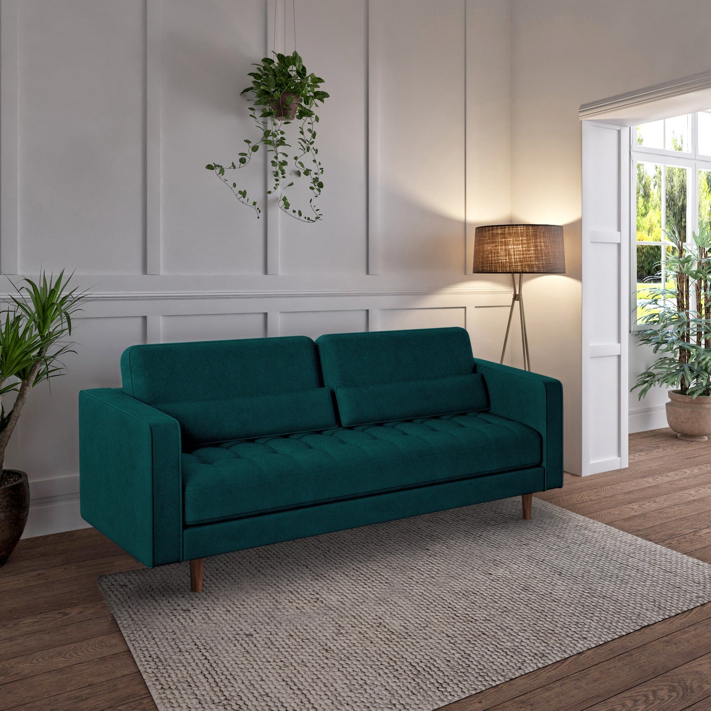 Roseland Grade B Furniture Skye Teal Velvet 4 Seater Sofa RRP £999.95