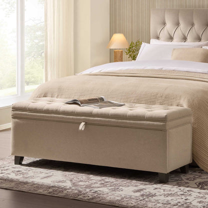 DUS-CC2-06140 Grade-B Dusk Middleton Button Back Storage Ottoman - Oatmeal RRP £179.00