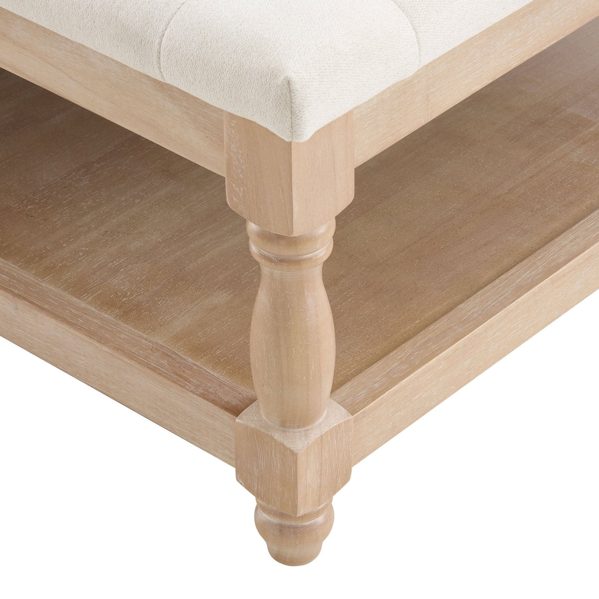 DUS-CC2-06745 Grade-B Dusk Knaresborough Button Back Coffee Table Pouffe - Cream Linen RRP £179.00