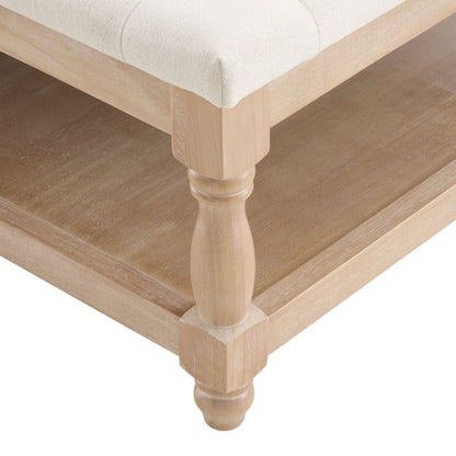 DUS-CC2-06745 Grade-B Dusk Knaresborough Button Back Coffee Table Pouffe - Cream Linen RRP £179.00