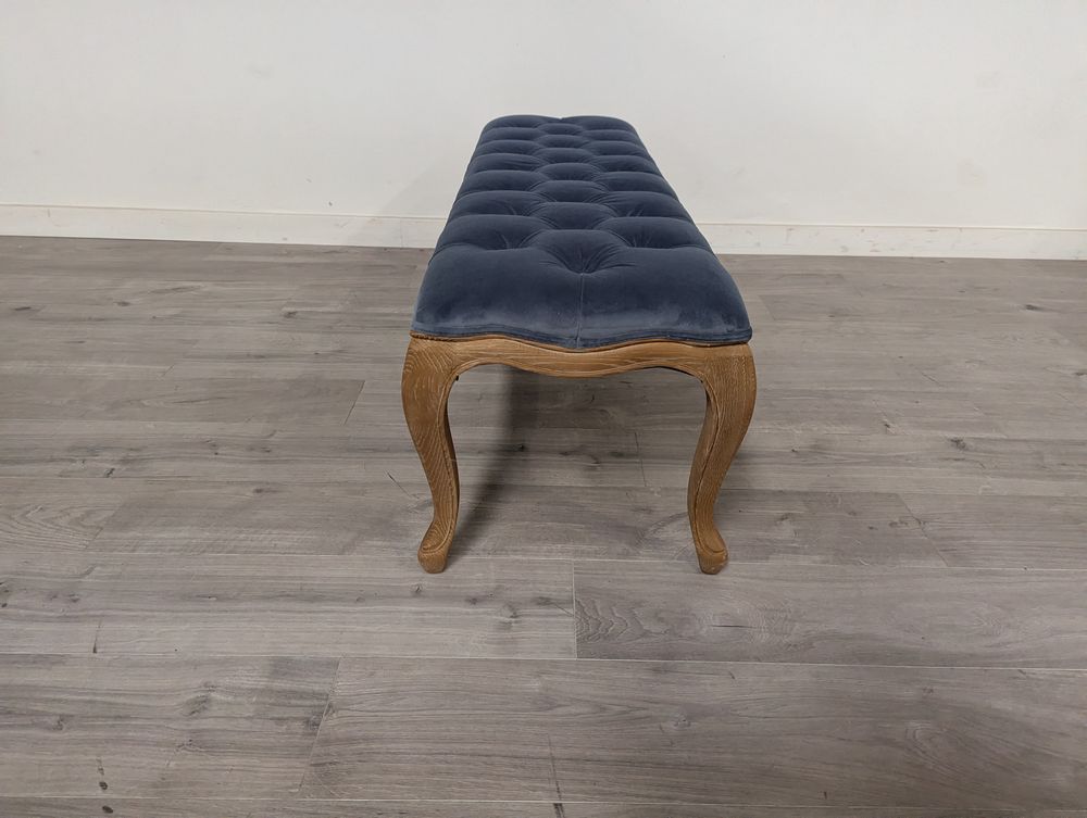 DRE-FUR-00177 Grade-B Dreams Dreams Sienna Beau Bench Blue velvet RRP £499 RRP £499.00
