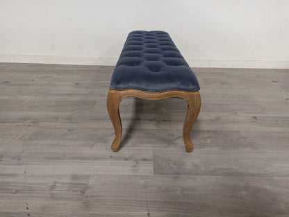 DRE-FUR-00177 Grade-B Dreams Dreams Sienna Beau Bench Blue velvet RRP £499 RRP £499.00