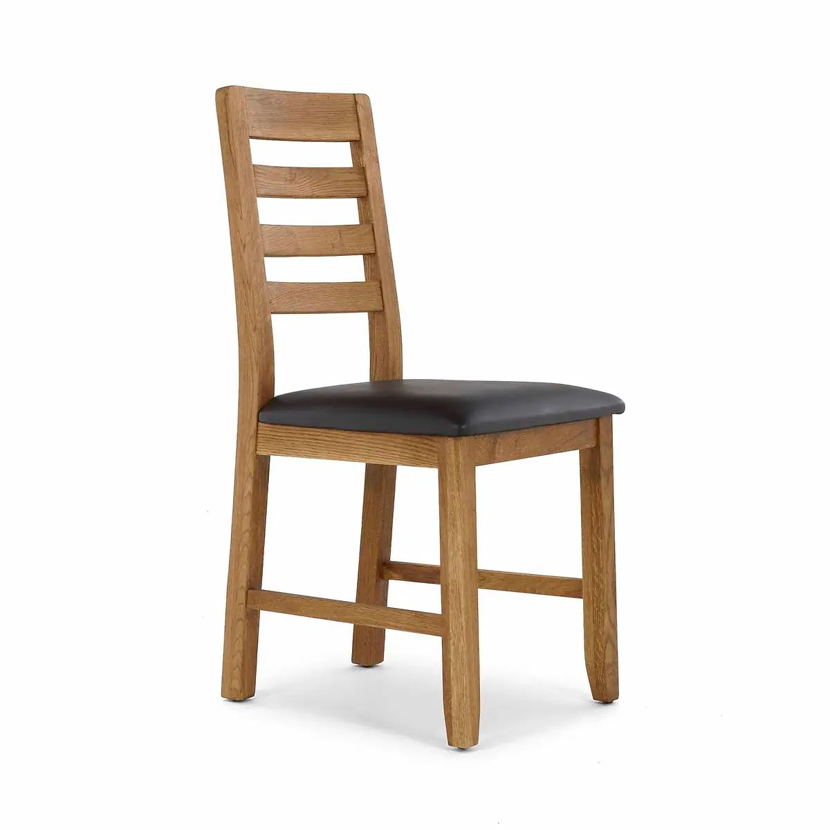 Roseland Grade B Furniture Harvey Oak & Brown PU Dining Chair - Set of 2 RRP £240