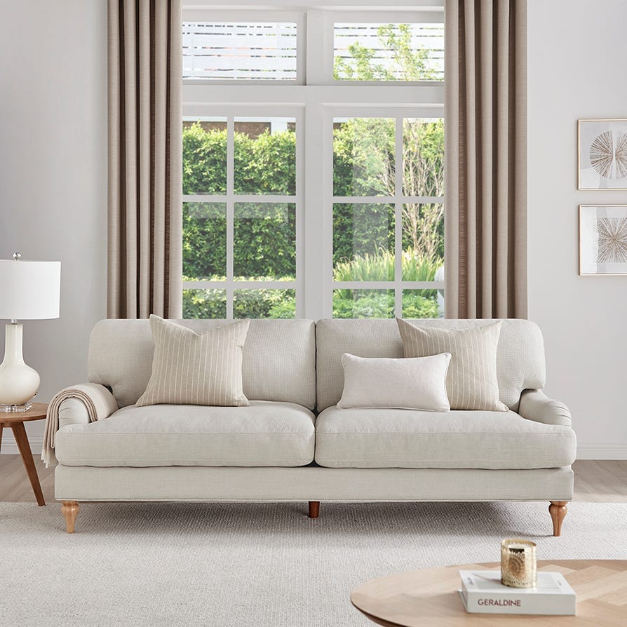 Dusk Grade B Hampshire Traditional 3 Seater Sofa - Textured Weave - Beige RRP £629
