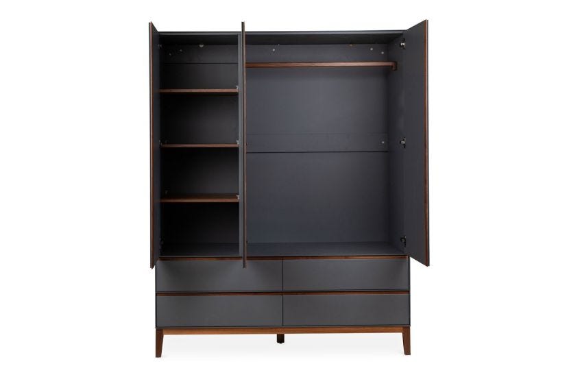 HEA-CC2-00137 Grade-BER Heals Lars Triple Wardrobe Grey/ Walnut RRP £2699.00