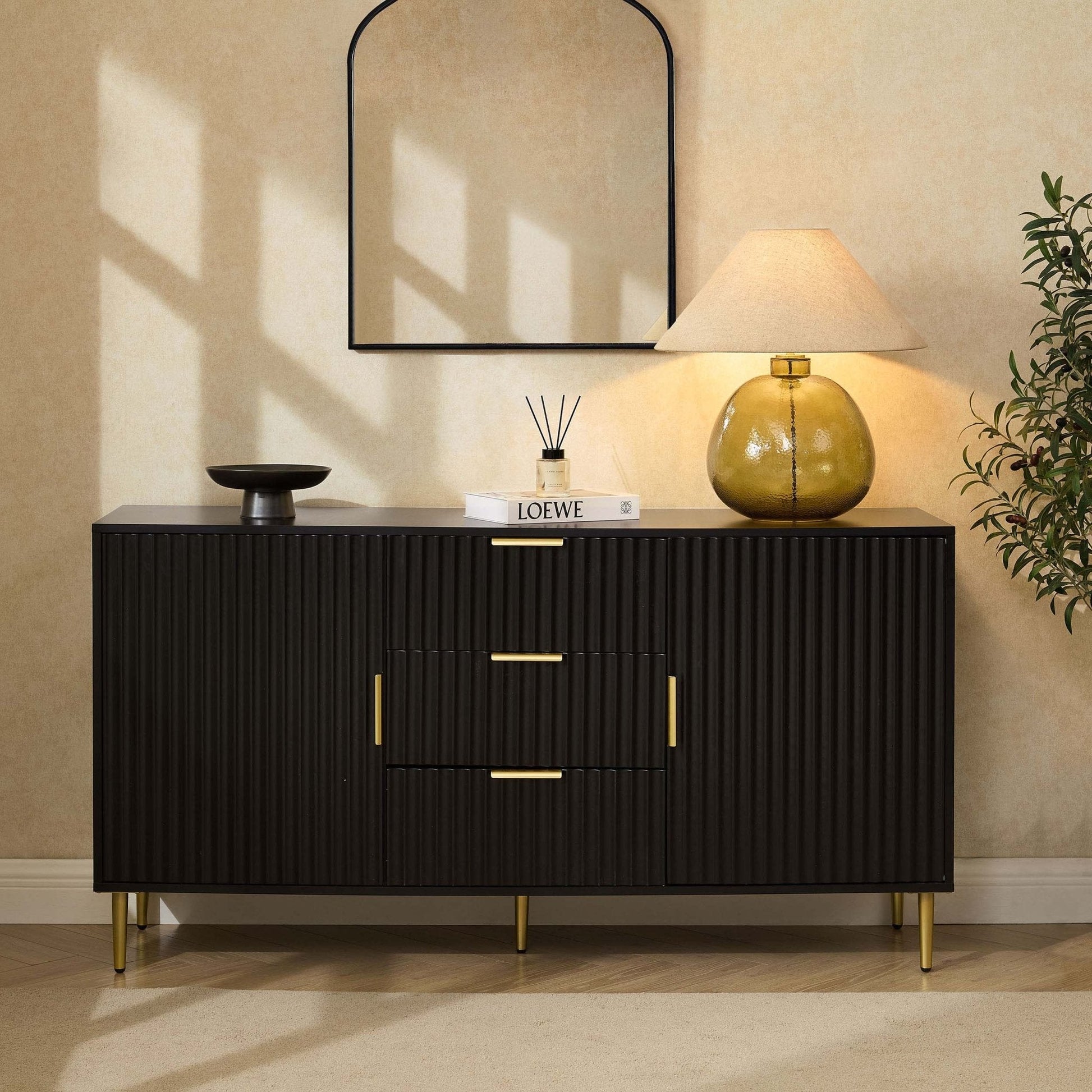 Dusk Evie Grade B Black & Gold Effect Sideboard with Drawers RRP £269