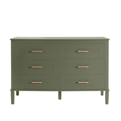 Grade-B Dusk Sienna Vetiver Green 6 Drawer Chest of Drawers RRP £259