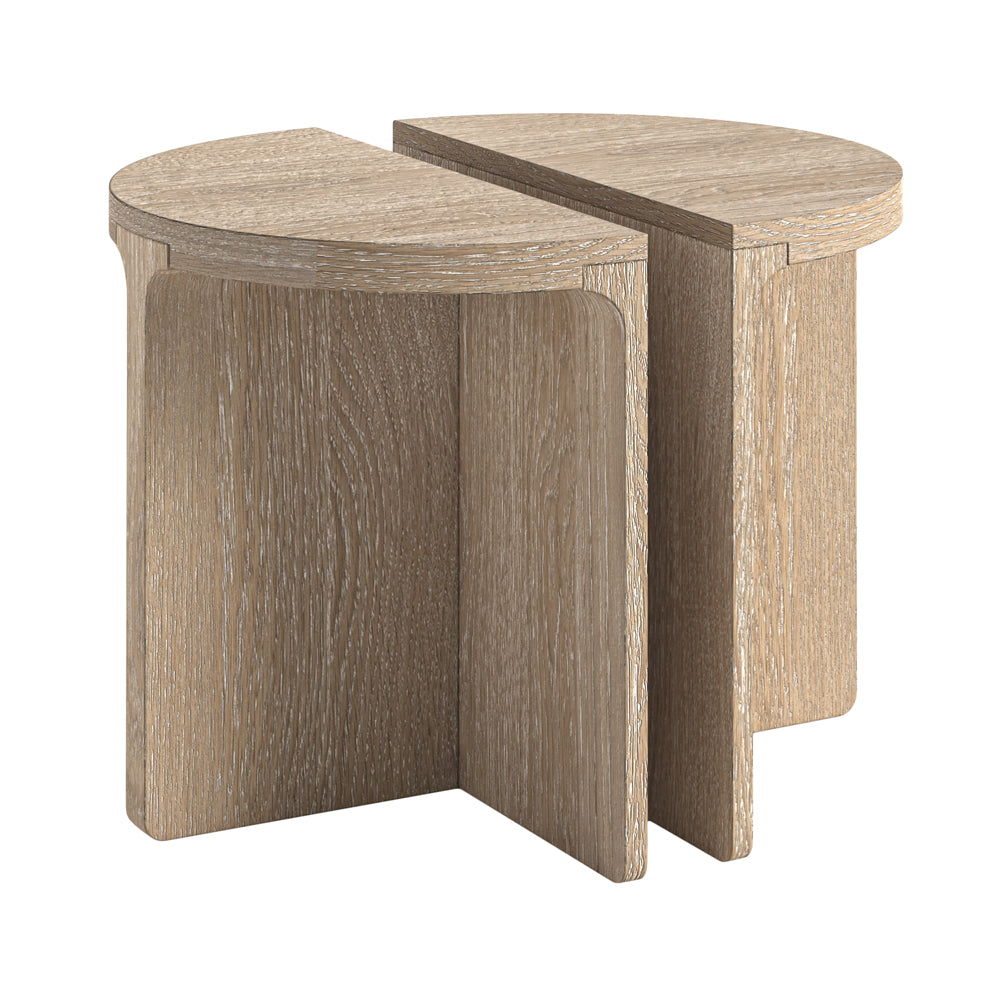 ROS-OUT-01061 Grade-B Roseland Furniture Mylor Light Oak Half Moon Nest of Tables RRP £204.95