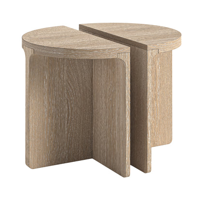 ROS-OUT-01061 Grade-B Roseland Furniture Mylor Light Oak Half Moon Nest of Tables RRP £204.95
