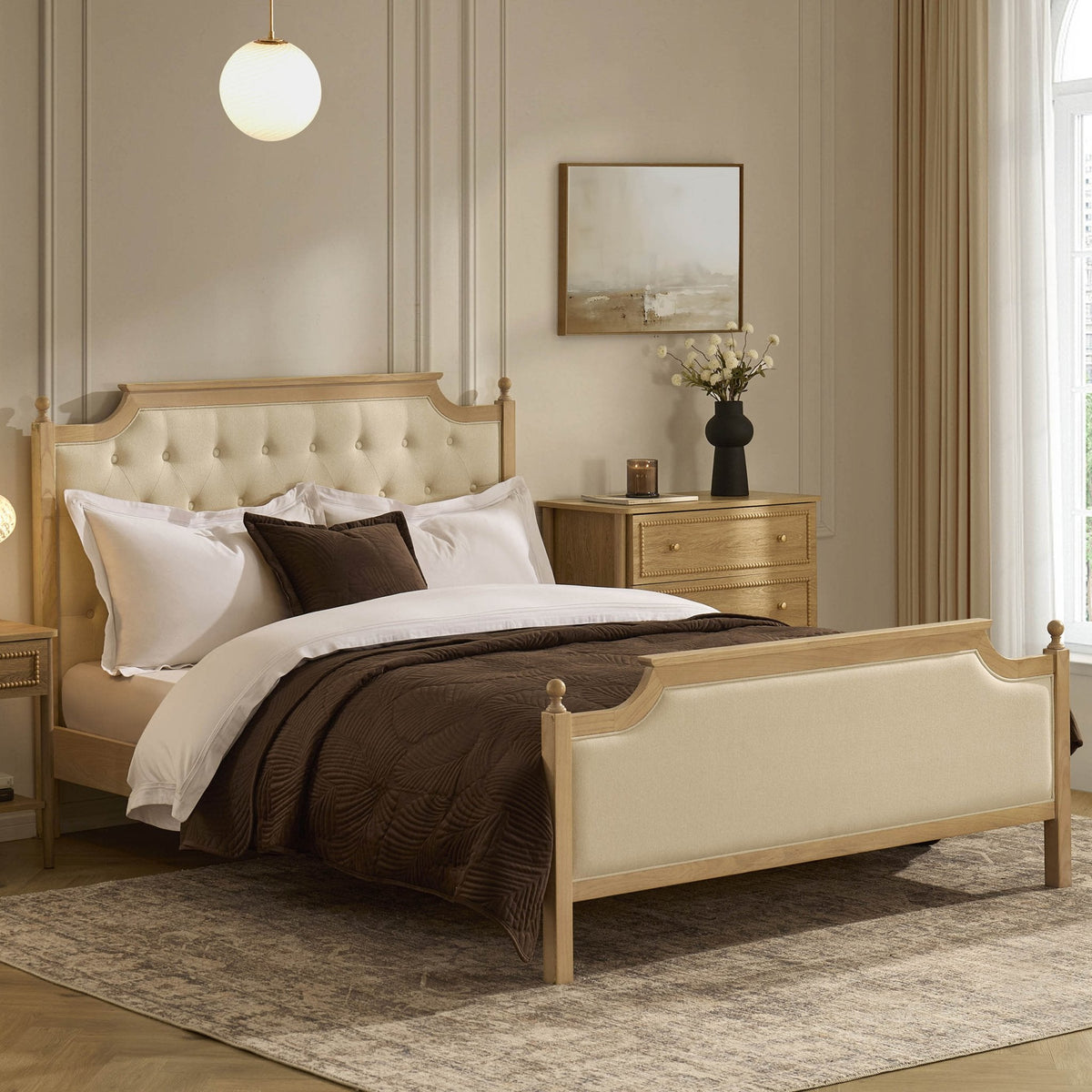Dusk Luxor Grade B Cream Linen Double Bed Frame RRP £429