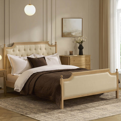 Dusk Luxor Grade B Cream Linen Double Bed Frame RRP £429