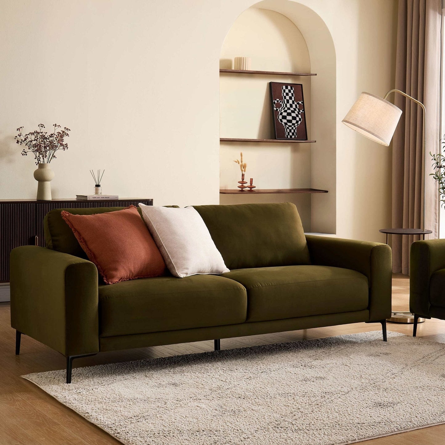 Dusk Malibu Grade B Rich Green Velvet 3 Seater Sofa RRP £404