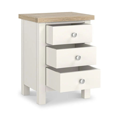 ROS-OUT-01073 Grade-B Roseland Furniture Farro Two Tone 3 Drawer Bedside RRP £109.95