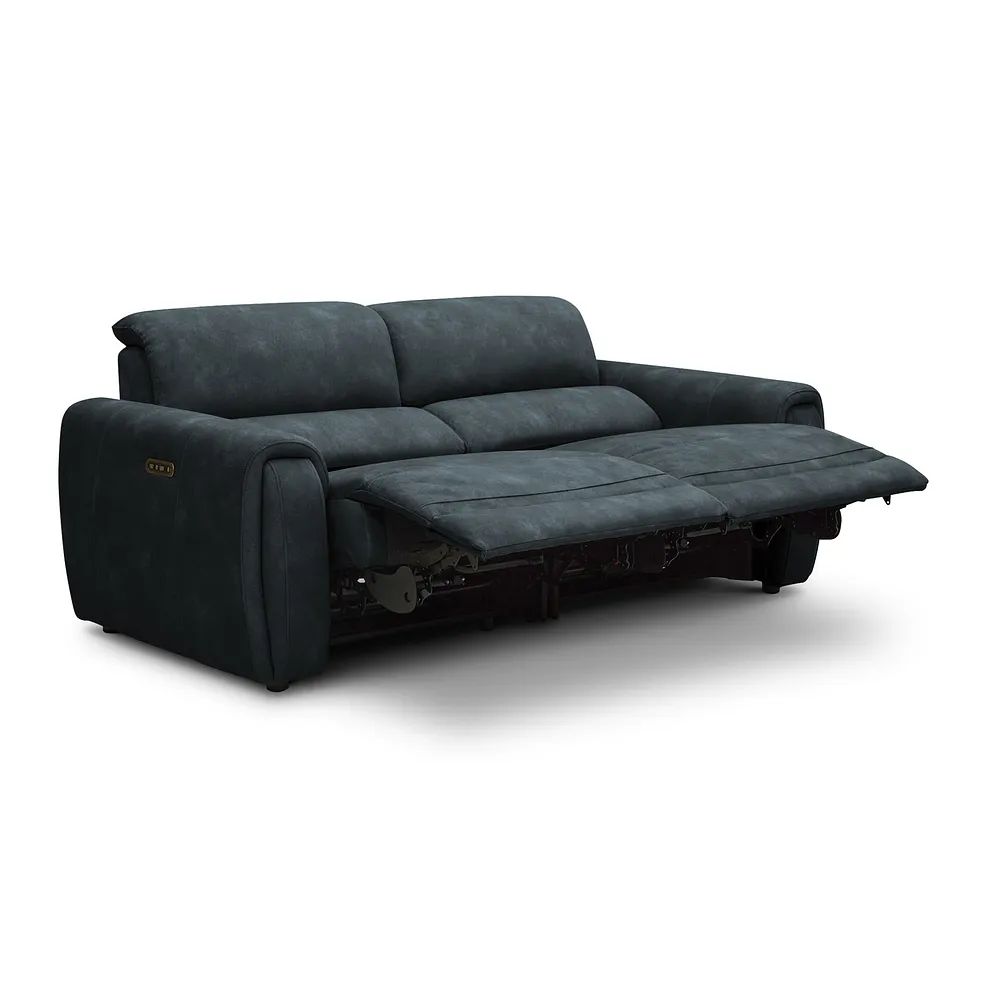  Oak Furnitureland Grade B Arabella Shadow Fabric 3 Seater Power Recliner Sofa RRP £1700