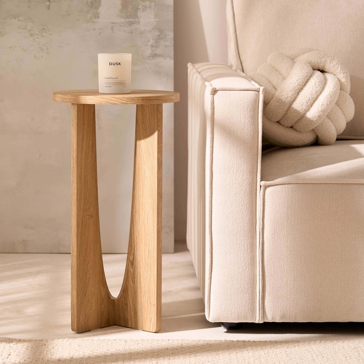 DUS-CC2-08980 Grade-B Dusk Lana Round Side Table - Light Wood RRP £49.00