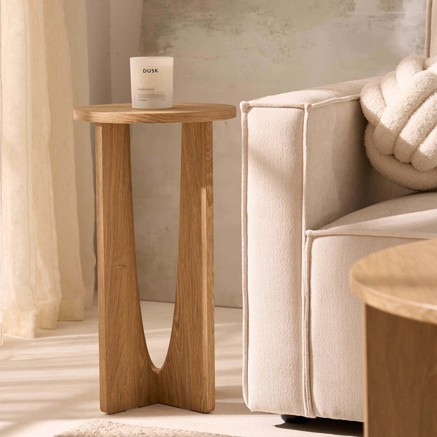 DUS-CC2-05445 Grade-B Dusk Lana Round Side Table - Light Wood RRP £49.00